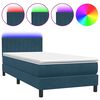 vidaXL Sommier &agrave; lattes de lit et matelas et LED bleu fonc&eacute; 100x220cm velours
