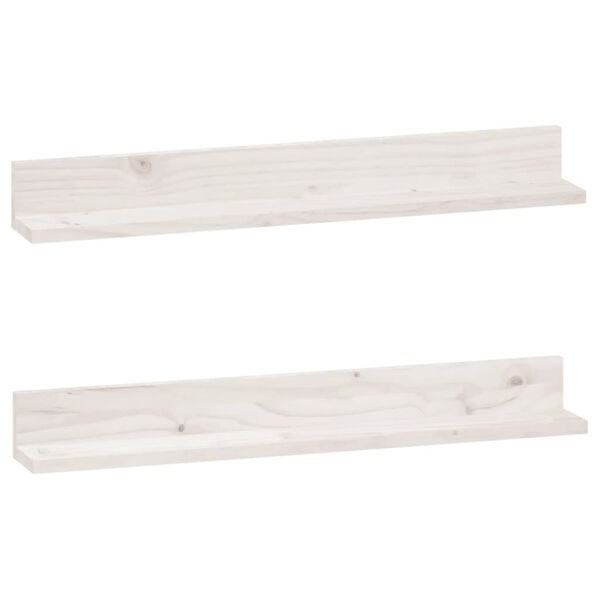 vidaXL &Eacute;tag&egrave;res murales 2 pcs Blanc 80x11x9 cm Bois de pin massif