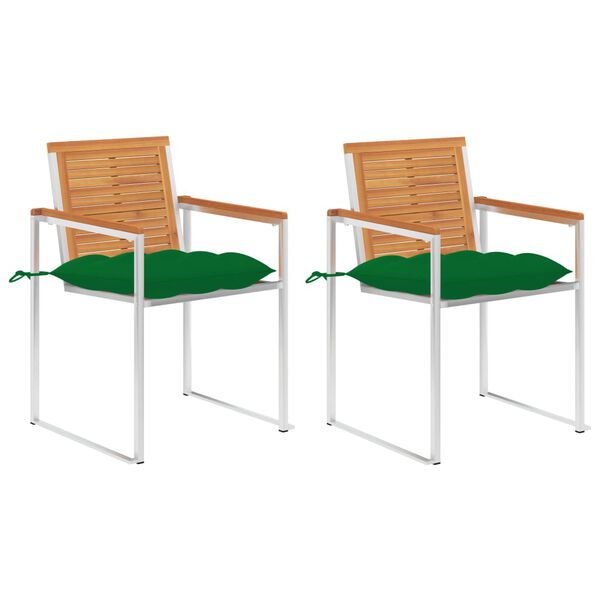 vidaXL Chaises de jardin avec coussins lot de 2 Acacia solide et acier