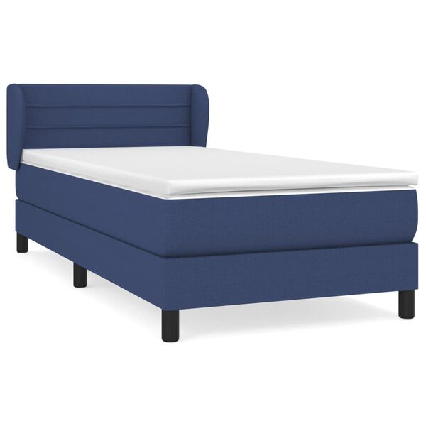 vidaXL Sommier &agrave; lattes de lit avec matelas Bleu 100x200 cm Tissu