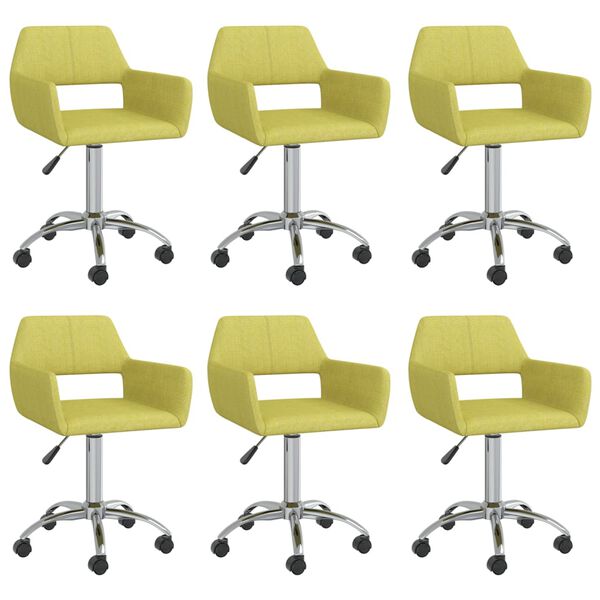 vidaXL Chaises pivotantes &agrave; manger lot de 6 vert tissu