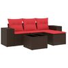 vidaXL Ensemble de canap&eacute; de jardin 5 pcs avec coussins marron r&eacute;sine tress&eacute;e