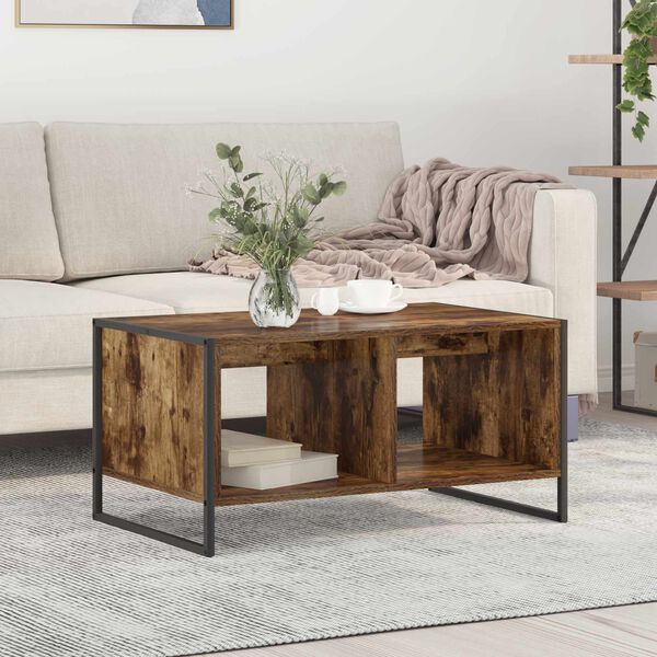 vidaXL Table basse Ch&ecirc;ne Fum&eacute; 80 x 50 x 40 cm Bois d'ing&eacute;nierie