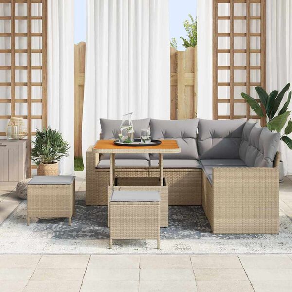 vidaXL Ensemble de canap&eacute; de jardin 9 pcs Beige et Gris clair