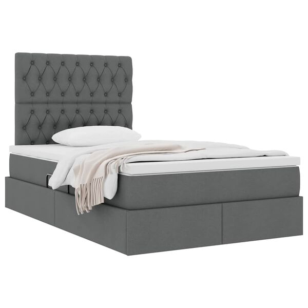 vidaXL Lit avec rangement et matelas Gris fonc&eacute; 120 x 190 cm tissu