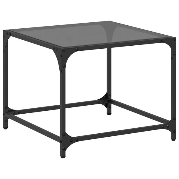 vidaXL Table basse avec dessus en verre noir 50x50x40 cm acier