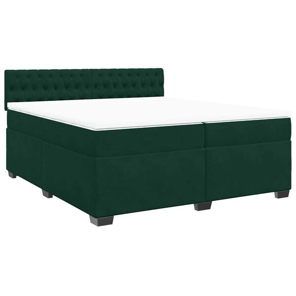 vidaXL Sommier &agrave; lattes de lit et matelas Vert fonc&eacute; 200x200cm Velours