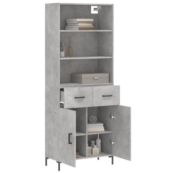 vidaXL Buffet haut Gris b&eacute;ton 69,5x34x180 cm Bois d'ing&eacute;nierie