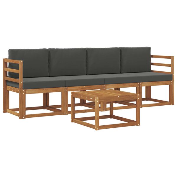 vidaXL Ensemble de canap&eacute;s d'ext&eacute;rieur 5 pcs Naturel et Anthracite