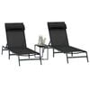vidaXL Transats 2-personne 3 pcs Noir et anthracite Acier