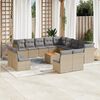 vidaXL Salon de jardin avec coussins 14 pcs beige r&eacute;sine tress&eacute;e