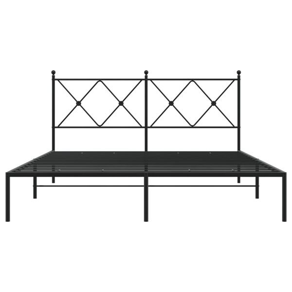 vidaXL Cadre de lit m&eacute;tal sans matelas et t&ecirc;te de lit noir 160x200 cm