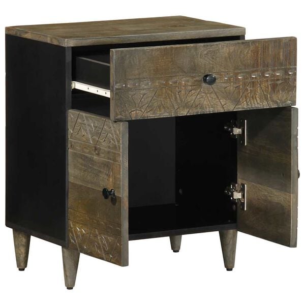 vidaXL Table de chevet gris clair 50x33x60 cm bois de manguier massif