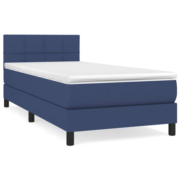 vidaXL Sommier &agrave; lattes de lit avec matelas Bleu 90x190 cm Tissu