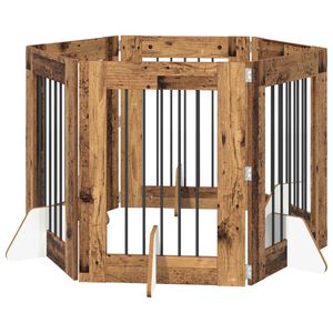 vidaXL Portillon pour chien avec supports 6 pcs Bois ancien 60 x 80 cm