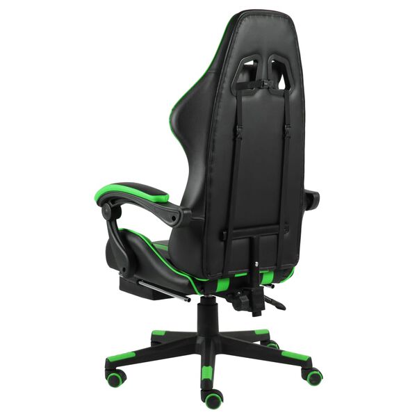 vidaXL Fauteuil de jeux vid&eacute;o avec repose-pied Noir et vert Similicuir