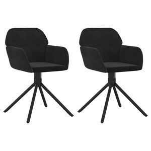 vidaXL Chaises pivotantes &agrave; manger lot de 2 Noir Velours