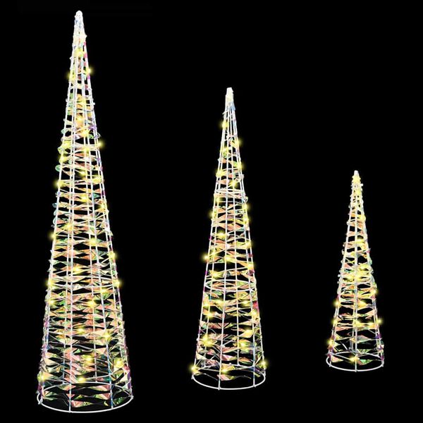 vidaXL Sapin de Noël avec 90 LED 3 pcs Blanc chaud 20 x 20 x 80 cm PET