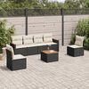 vidaXL Salon de jardin 7 pcs avec coussins noir r&eacute;sine tress&eacute;e