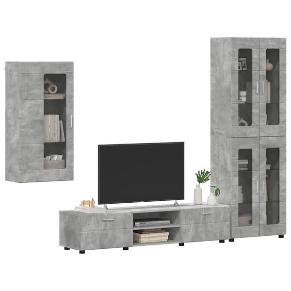 vidaXL Ensemble meuble TV FLORIN Gris b&eacute;ton Bois d'ing&eacute;nierie