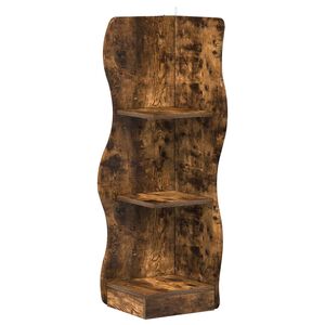 vidaXL &Eacute;tag&egrave;re d'angle Ch&ecirc;ne fum&eacute; 34 x 33 x 102 cm Bois d'ing&eacute;nierie