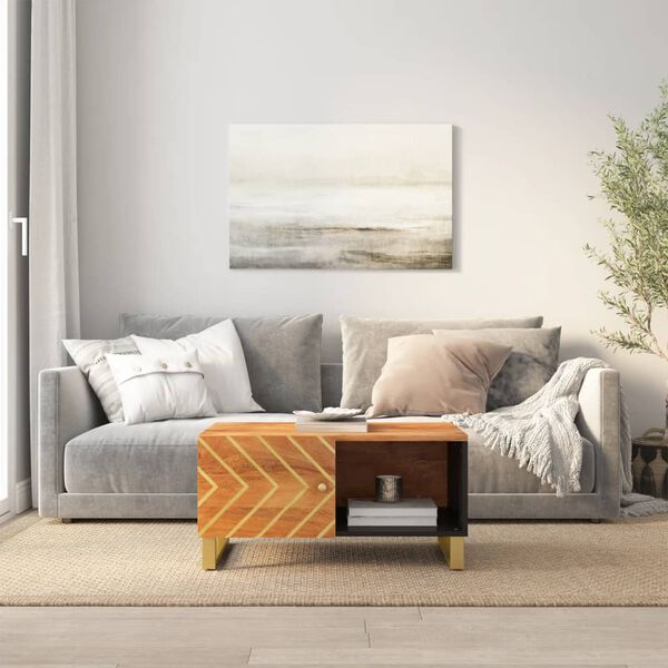 vidaXL Table basse marron et noir 80x50x40 cm bois de massif manguier