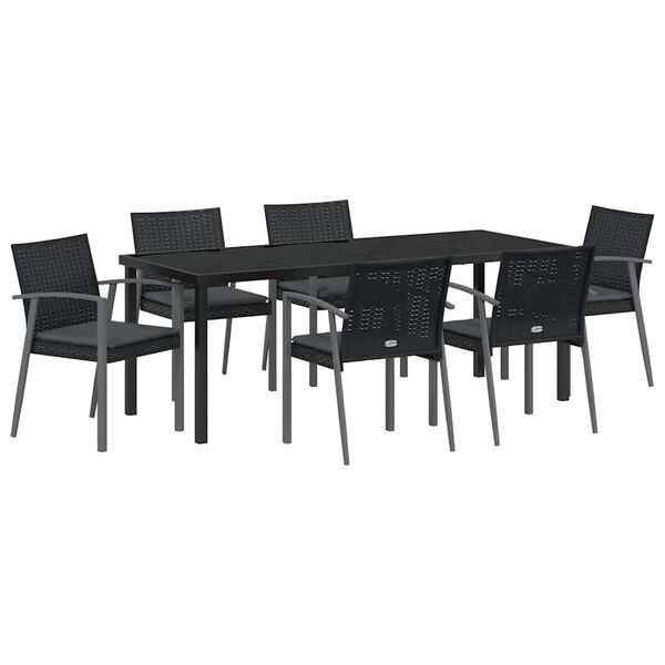 vidaXL Ensemble de salle &agrave; manger pour jardin 7 pcs Noir et gris