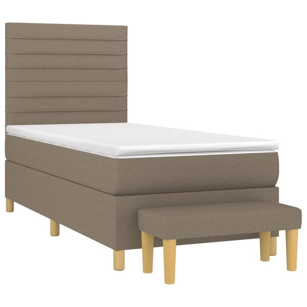 vidaXL Sommier &agrave; lattes de lit avec matelas Taupe 90x200 cm Tissu