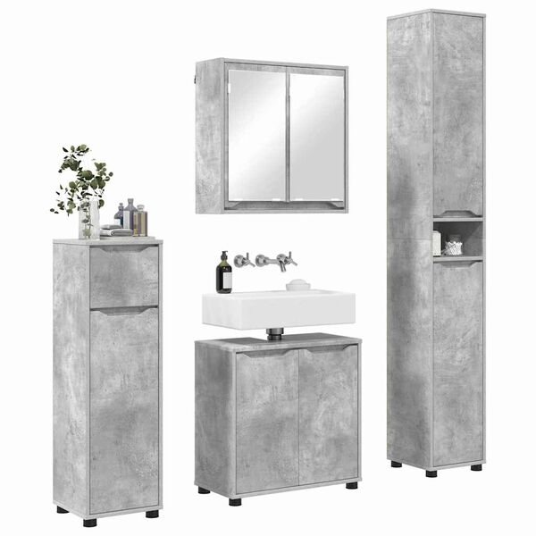 vidaXL Ensemble de mobilier de salle de bain 4 pcs Gris b&eacute;ton