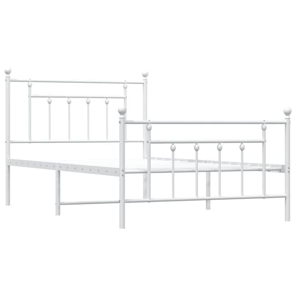 vidaXL Cadre de lit métal sans matelas et pied de lit blanc 107x203 cm