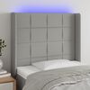 vidaXL Tête de lit à LED Gris clair 83x16x118/128 cm Tissu