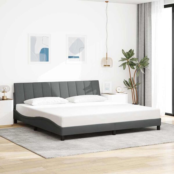 vidaXL Cadre de lit sans matelas Hanko gris fonc&eacute; 200x200 cm tissu