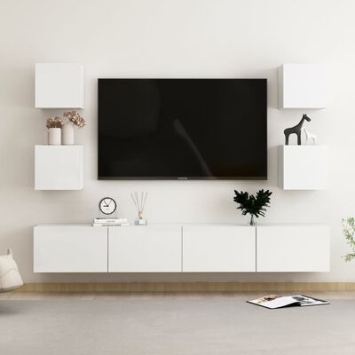 vidaXL Ensemble de meubles TV 6 pcs Blanc brillant Aggloméré