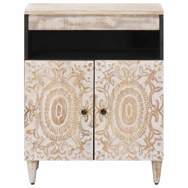 vidaXL Buffet avec porte Blanc 60 x 33,5 x 75 cm Bois de mangue massif