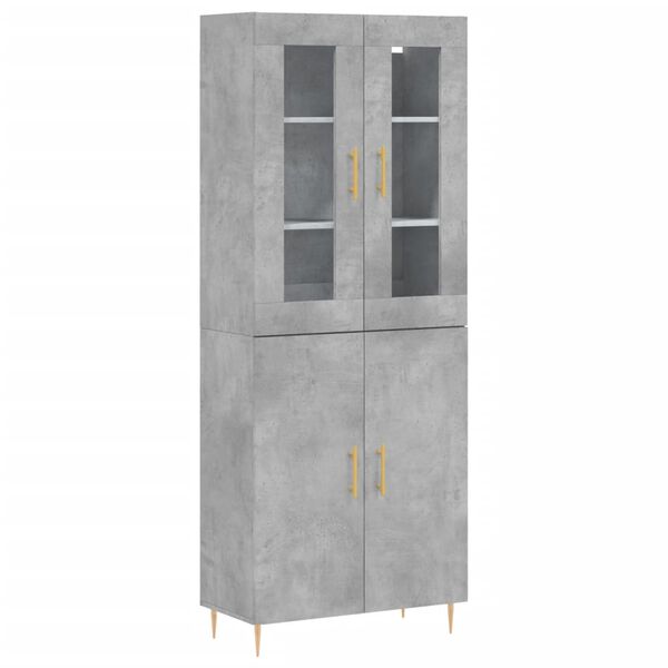 vidaXL Buffet haut Gris b&eacute;ton 69,5x34x180 cm Bois d'ing&eacute;nierie