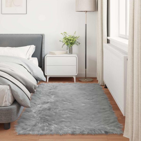 vidaXL Tapis en fausse Tafalla Gris 100 x 200 cm Polyester