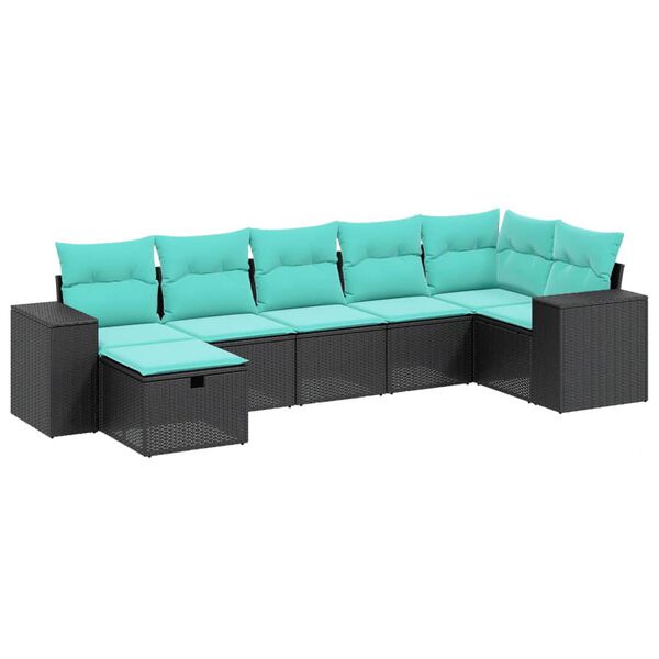 vidaXL Salon de jardin avec coussins 7 pcs gris r&eacute;sine tress&eacute;e