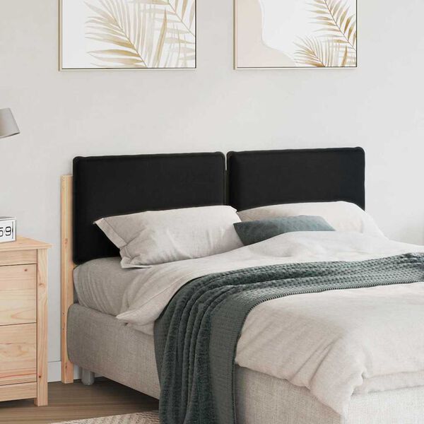vidaXL T&ecirc;te de lit capitonn&eacute;e Naturel et Noir 135 cm Pin massif