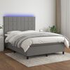 vidaXL Sommier &agrave; lattes de lit et matelas et LED Gris fonc&eacute; 140x190 cm