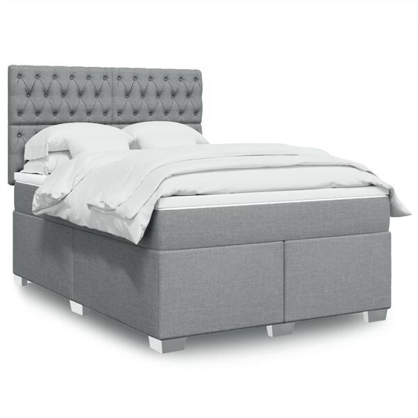 vidaXL Sommier &agrave; lattes de lit avec matelas Gris clair 160x200cm Tissu