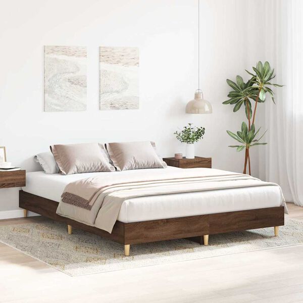 vidaXL Cadre de lit sans matelas ch&ecirc;ne marron 150x200 cm