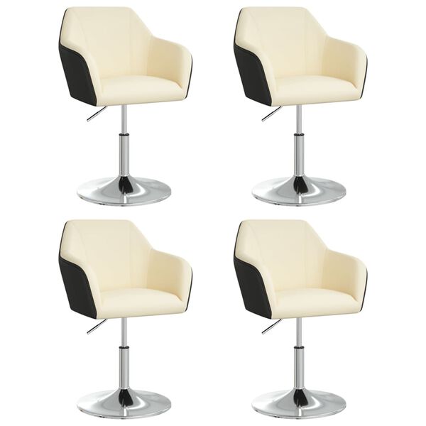 vidaXL Chaises &agrave; manger lot de 4 cr&egrave;me et noir similicuir