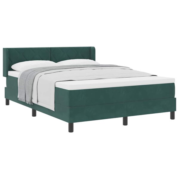 vidaXL Lit &agrave; ressorts avec matelas Vert fonc&eacute; 200 x 160 cm Velours