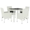vidaXL Ensemble &agrave; manger de jardin et coussins 5 pcs blanc rotin verre