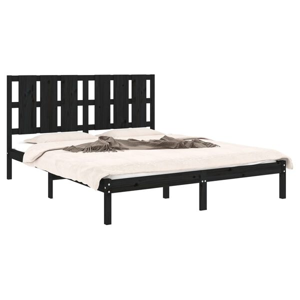vidaXL Cadre de lit sans matelas noir 150x200 cm bois massif