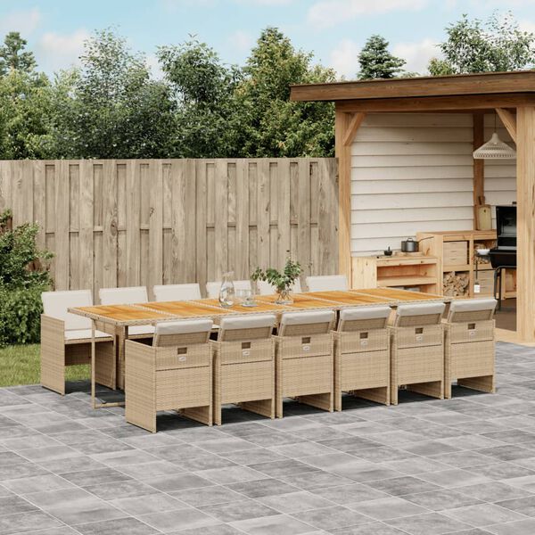 vidaXL Ensemble à manger de jardin et coussins 13 pcs beige