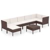 vidaXL Salon de jardin 8 pcs avec coussins r&eacute;sine tress&eacute;e marron