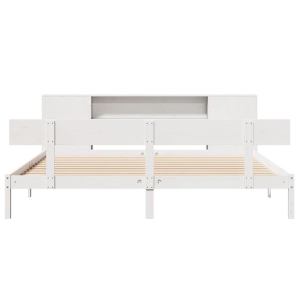 vidaXL Lit bibliothèque sans matelas blanc 180x200 cm bois pin massif