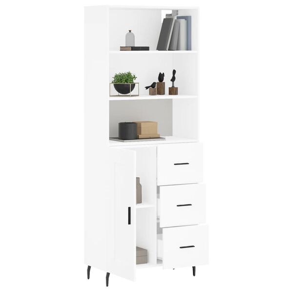 vidaXL Buffet haut Blanc 69,5x34x180 cm Bois d'ing&eacute;nierie
