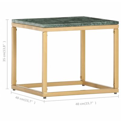 vidaXL Table basse Vert 40x40x35 cm Pierre véritable et texture marbre